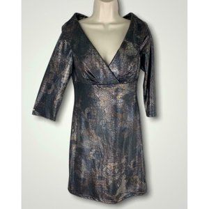 Alberto Makali Dress 6 S Metallic Reptile Portrait Collar Shimmer